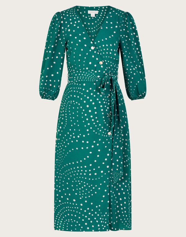 Monsoon Emer Spot Dress Green - Image 6