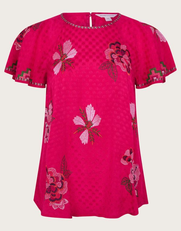 Monsoon Everly Embroidered Blouse Pink - Image 5