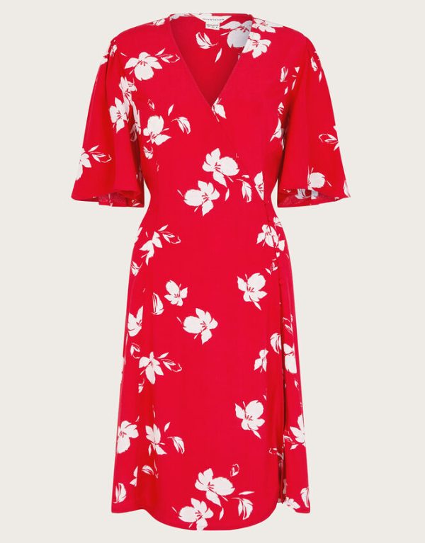 Monsoon Iggy Floral Wrap Dress Red - Image 6