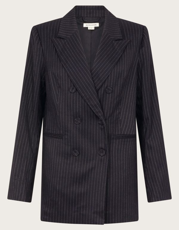 Monsoon Paige Pinstripe Blazer Blue - Image 6