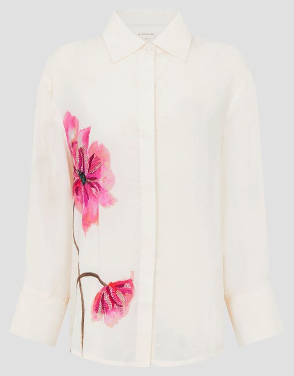 Monsoon Fleur Embroidered Flower Shirt Ivory - Image 6