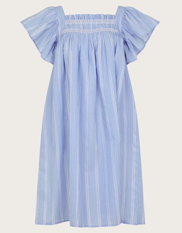 Monsoon Dora Smock Frill Mini Dress Blue - Image 5