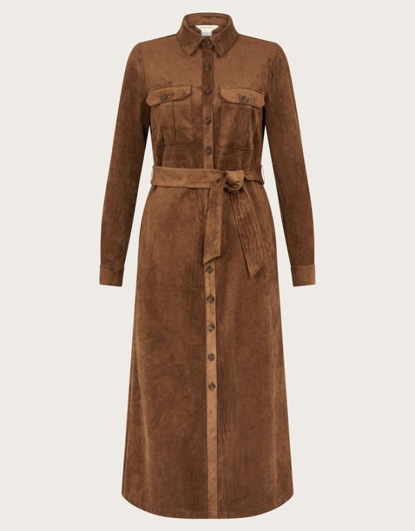 Monsoon Amber Suedette Midi Dress Brown - Image 6