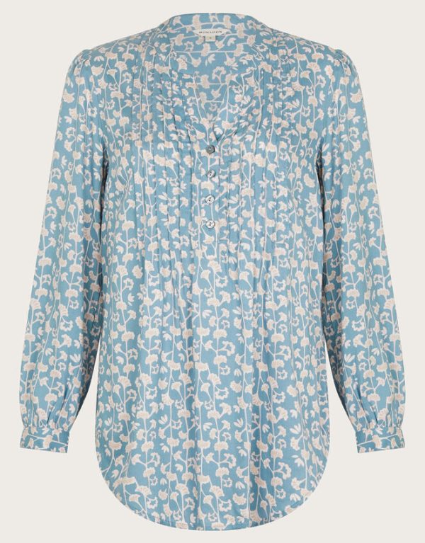 Monsoon Connie Long Sleeve Printed Blouse Blue - Image 5