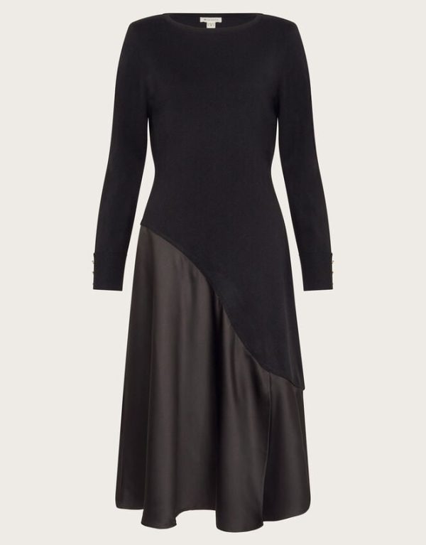 Monsoon Saz Satin Knit Dress Black - Image 5