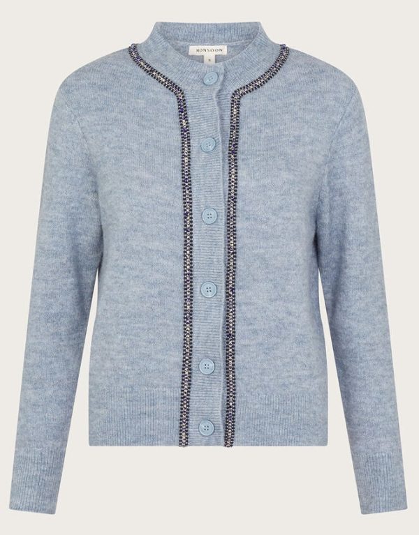 Monsoon Tate Gemstone Trim Cardigan Blue - Image 5