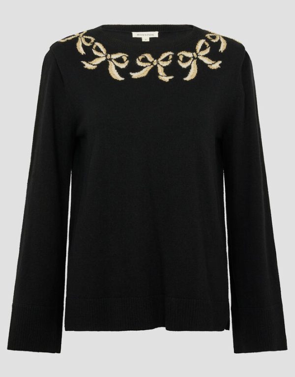 Monsoon Bree Bow Neck Jumper Black - Image 6