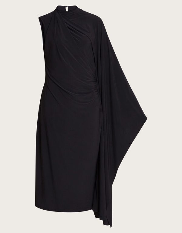 Monsoon Drew Drape Midi Dress Black - Image 6