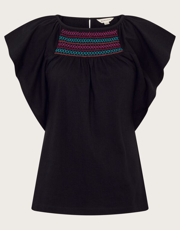 Monsoon Cleo Stitch Top Black - Image 5