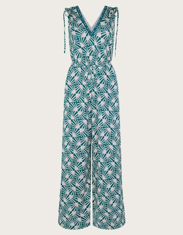 Monsoon Rosana Sleeveless Print Jumpsuit Teal - Image 5