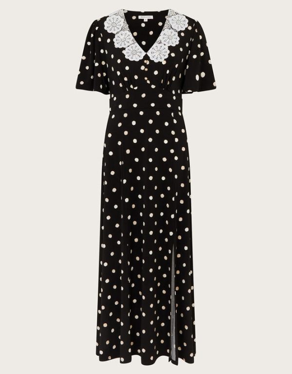 Monsoon Sally Spot Maxi Dress Black - Image 5