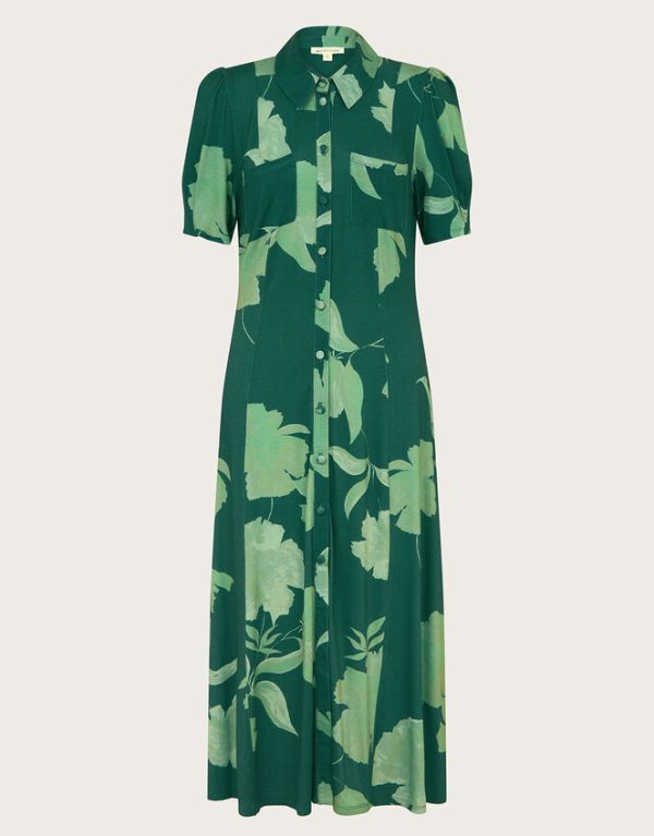 Monsoon Zannah Print Shirt Dress Green - Image 5