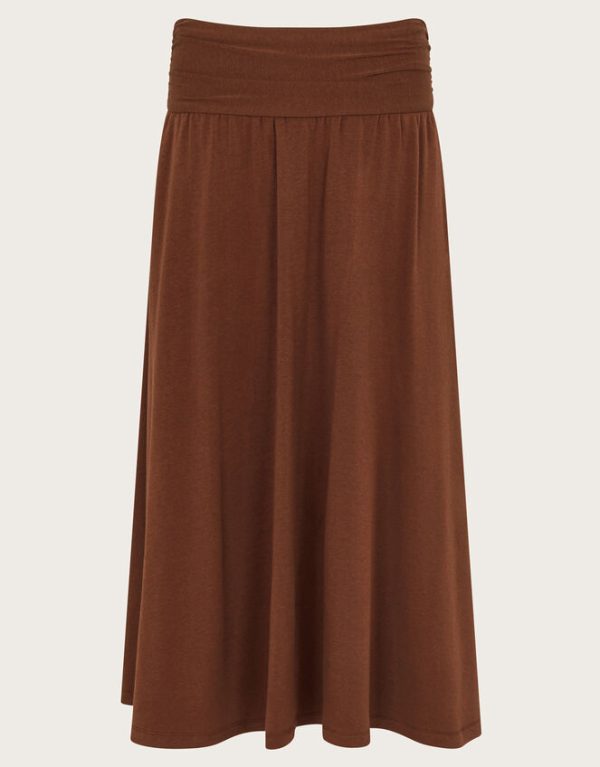 Monsoon Jourdana Jersey Midi Skirt Brown - Image 6