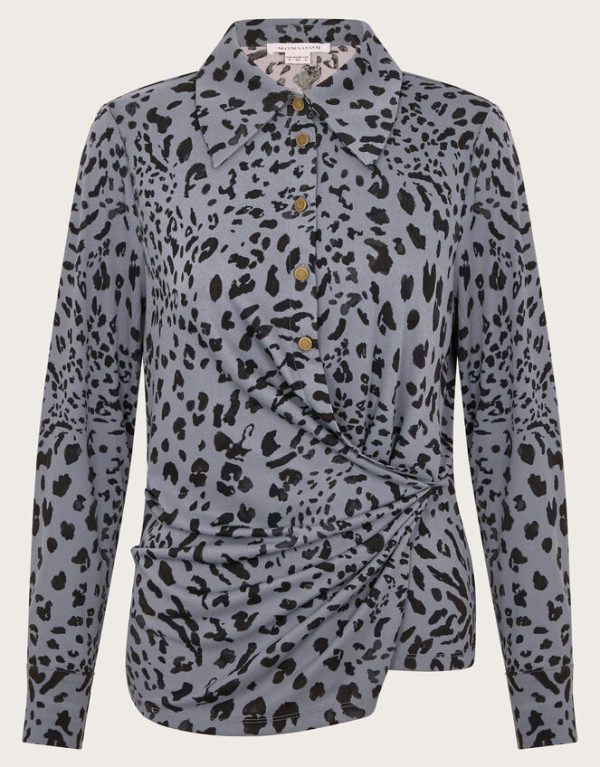 Monsoon Aubrey Jersey Leopard Print ShirtGrey - Image 6