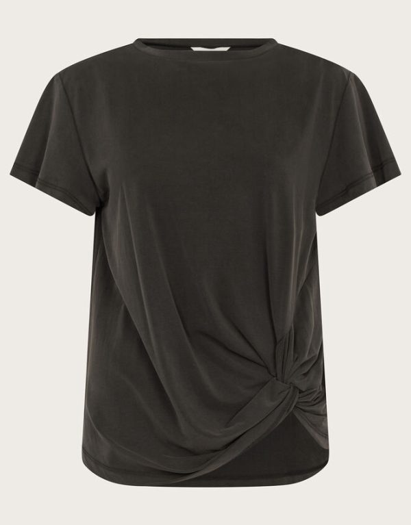 Monsoon Tawn Twist Front Jersey T-Shirt Black - Image 5