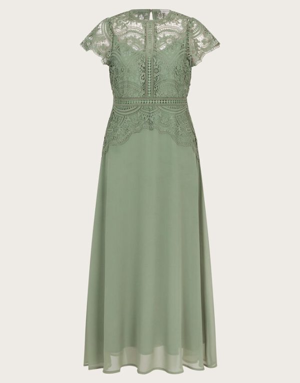 Monsoon Monica Lace Midi Dress Green - Image 5