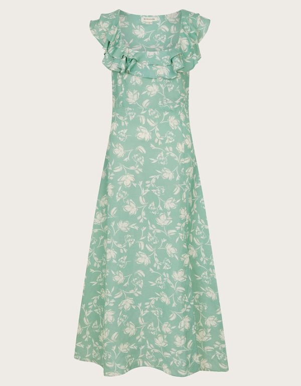 Monsoon Saskia Ruffle Dress Green - Image 5