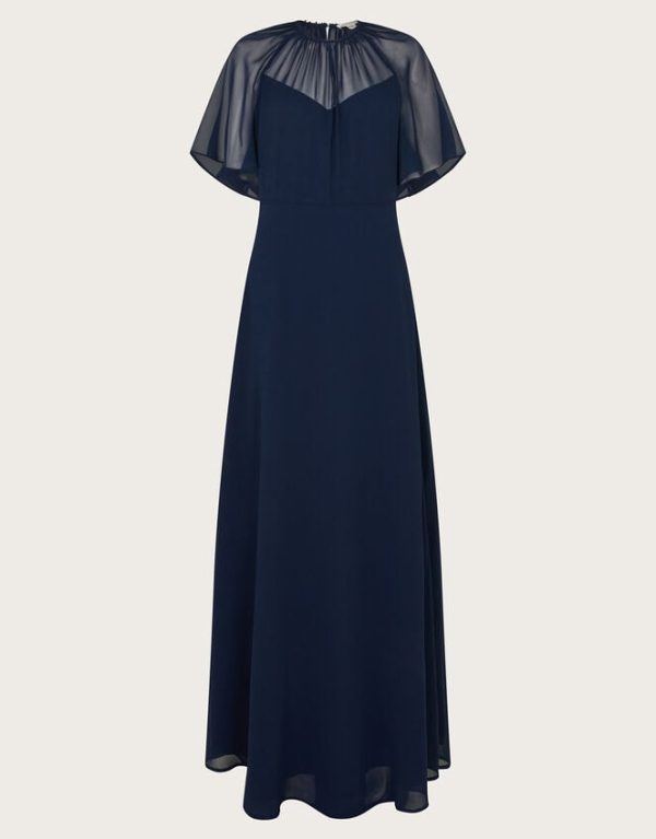 Monsoon Mona Angel Sleeve Maxi Dress Blue - Image 5