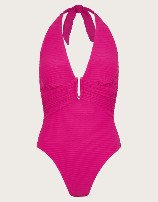 Monsoon Maria Ribbed Swimsuit Pink - Image 5