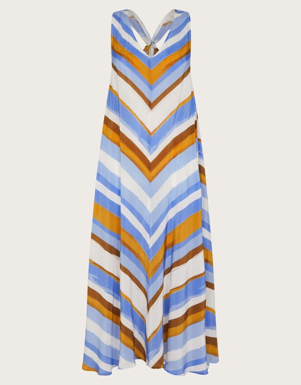 Monsoon Byrdie Stripe Dress Blue - Image 5