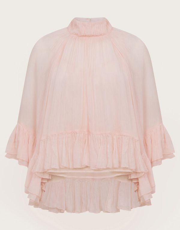 Monsoon Renee Crinkle Ruffle Top Pink - Image 5