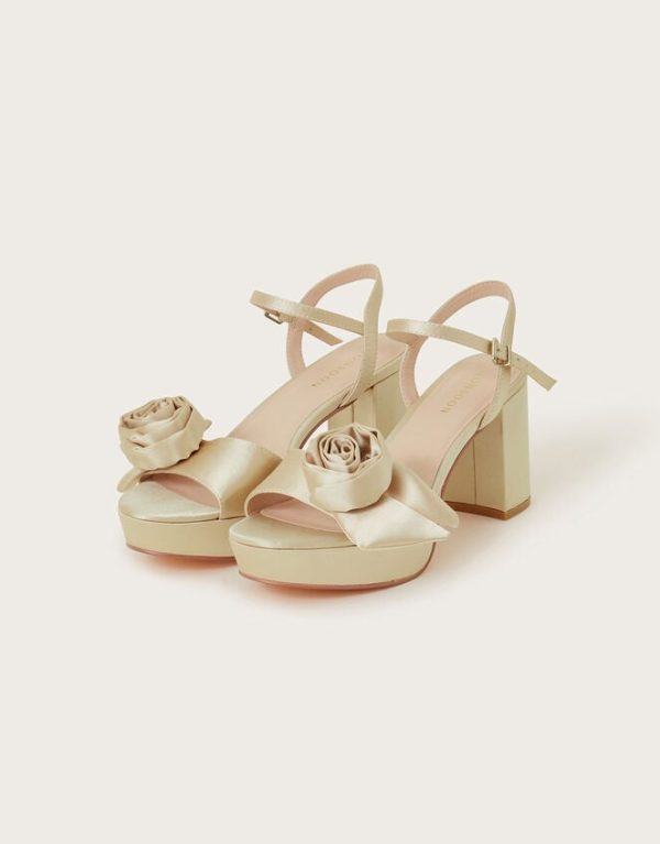 Monsoon Rosette Platform Heels Gold - Image 2