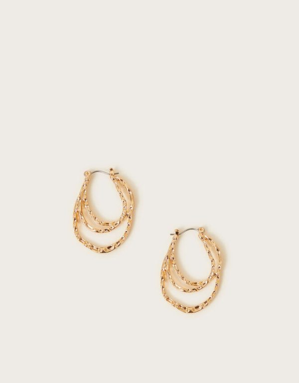 Monsoon Hammered Triple Hoop Earrings