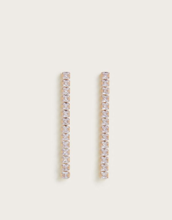 Monsoon Square Diamante Drop Earrings