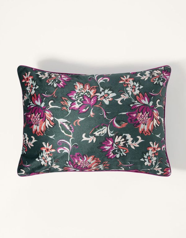 Monsoon Velvet Floral Print Rectangular Cushion - Image 2