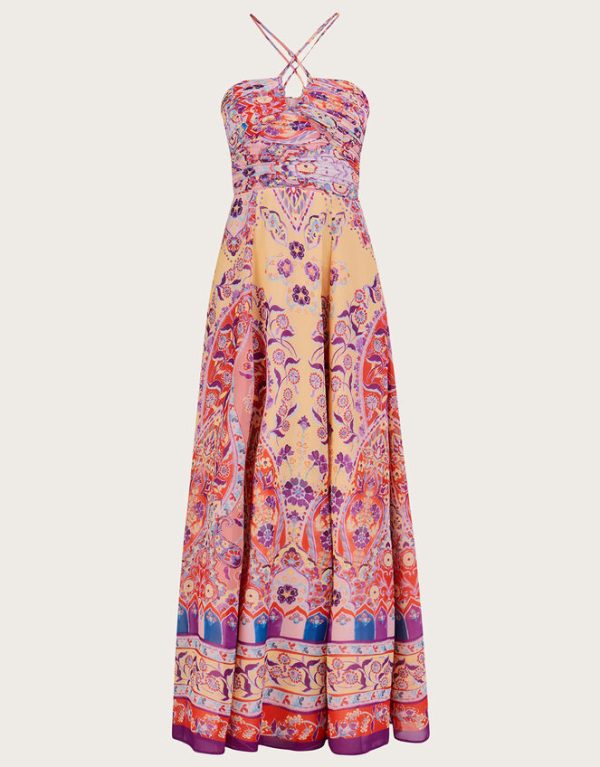 Monsoon Violet Print Maxi Dress Yellow - Image 5