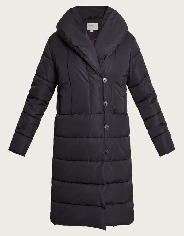 Monsoon Stephie Stitch Detail Padded Coat Black - Image 6