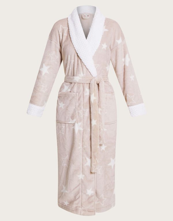 Monsoon Star Print Dressing Gown Brown - Image 5