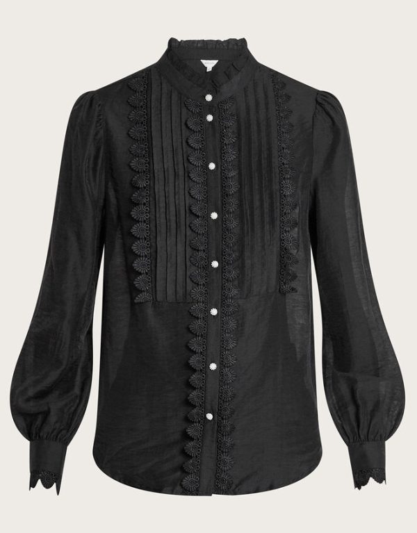 Monsoon Iva Lace Trim Blouse Black - Image 5