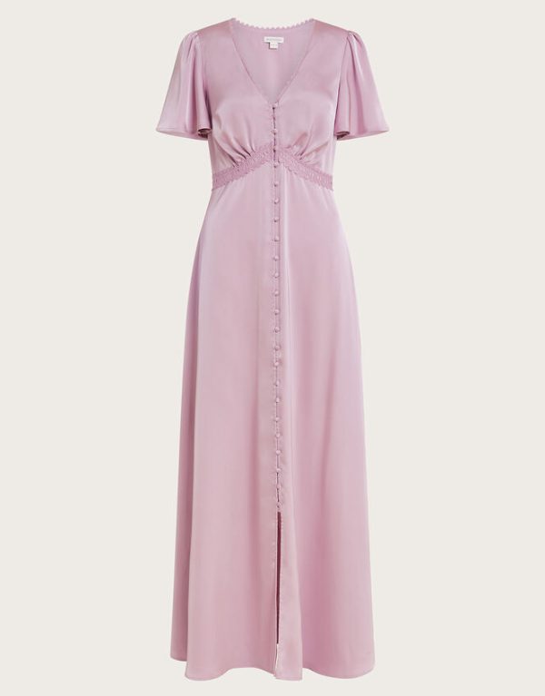 Monsoon Ivy Satin Maxi Dress Mink - Image 5