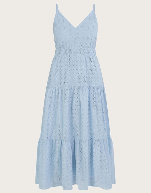 Monsoon Belle Broderie Tiered Dress Blue - Image 5