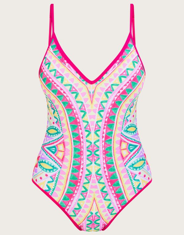 Monsoon Mosaic Print Swimsuit Pink - Image 5