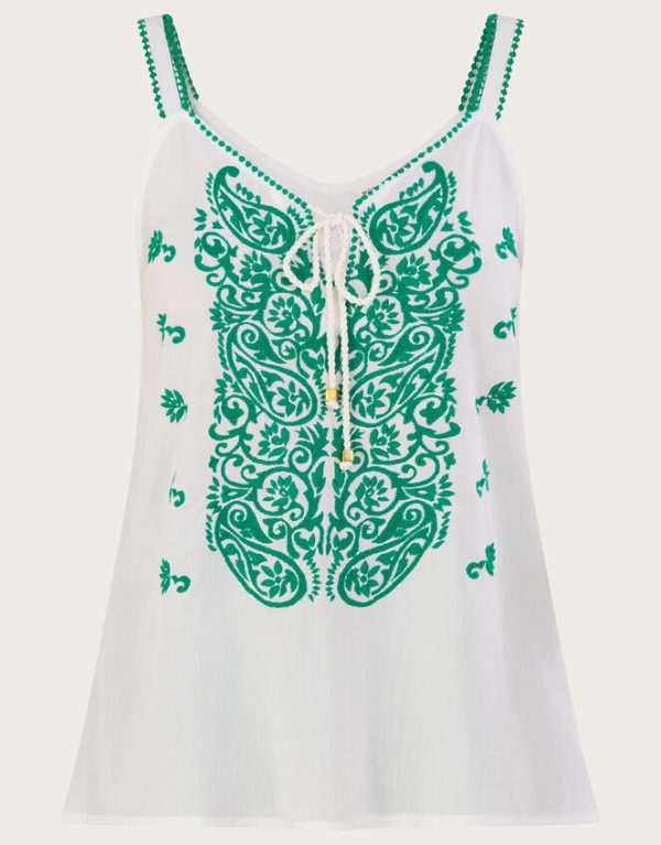 Monsoon Embroidered Cami Top Green - Image 5