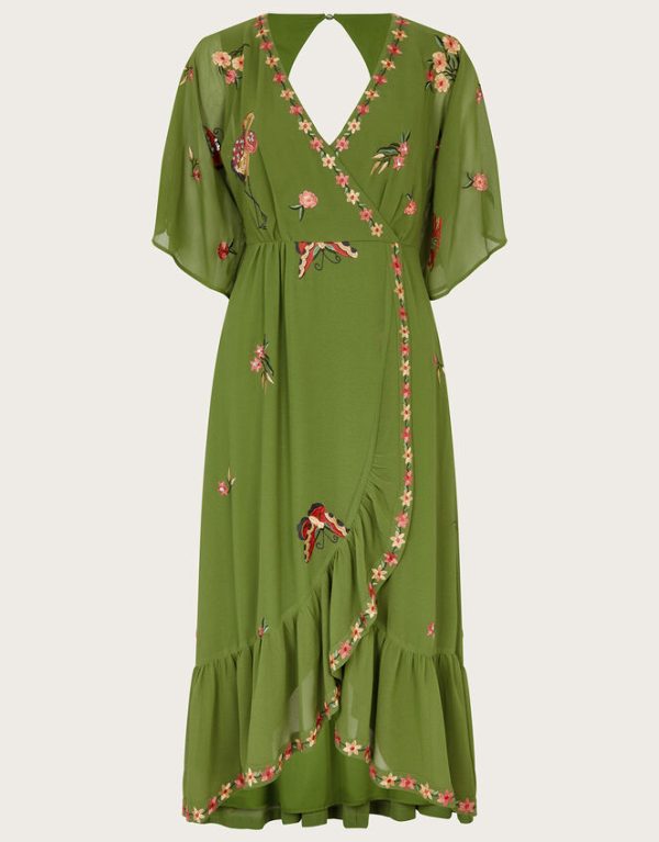 Monsoon Renee Wrap Dress Green - Image 5