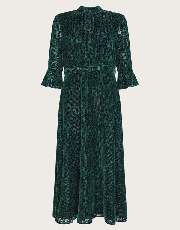 Monsoon Fleur Devore Midi Dress Teal - Image 5