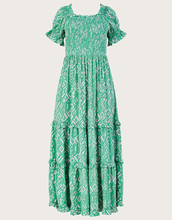 Monsoon Gigi Print Bardot Maxi Dress Green - Image 5