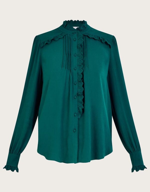 Monsoon Prue Lacy Pintuck Blouse Green - Image 5