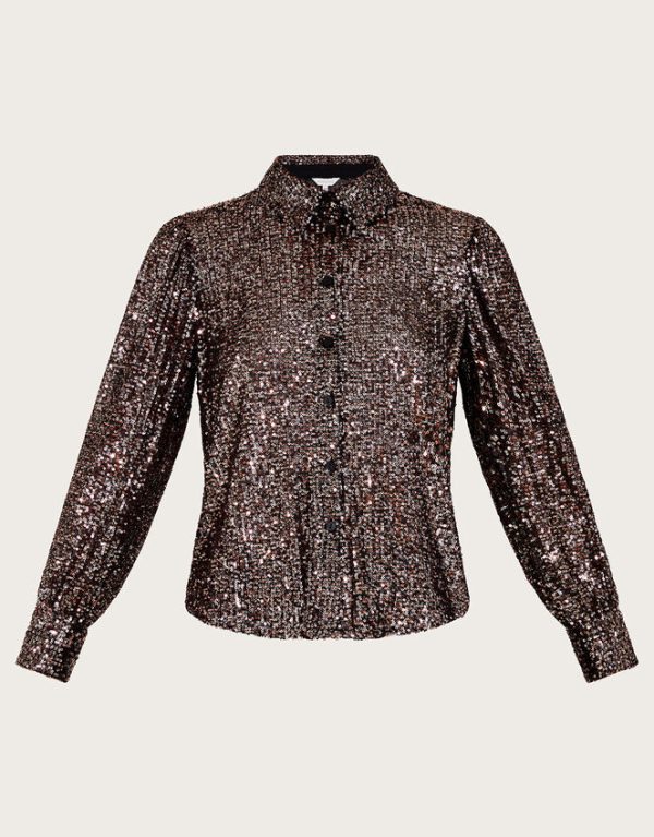 Monsoon Megan Sequin Shirt Silver - Image 6