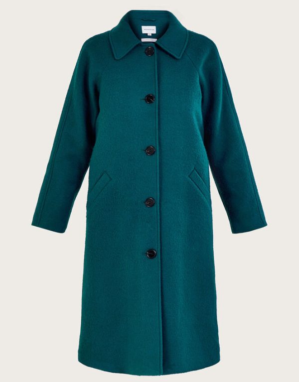 Monsoon Farah Single Breasted Coat Teal - Image 5