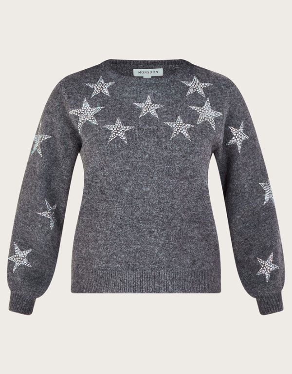 Monsoon Sabrina Star Jumper Grey - Image 6