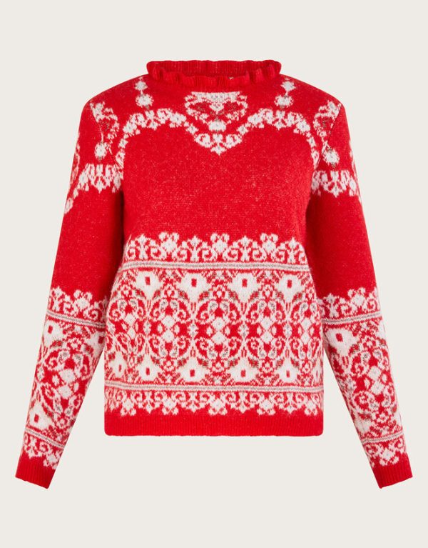 Monsoon Fabe Fair Isle Jumper Red - Image 5