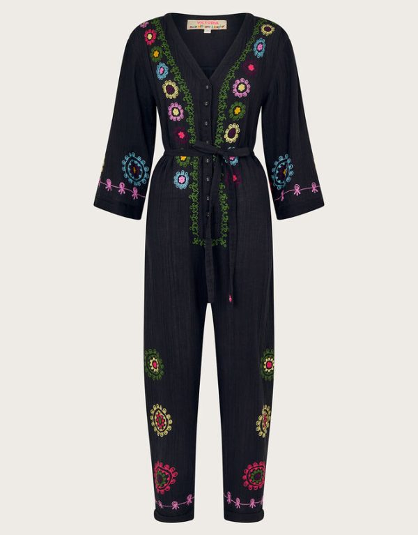 Monsoon La Galeria Elefante Hand-Embroidered Jumpsuit Black - Image 6