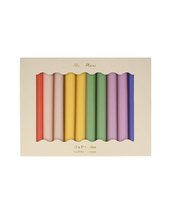 Monsoon Meri Meri Rainbow Ribbed Candles 12-Pack - Image 2