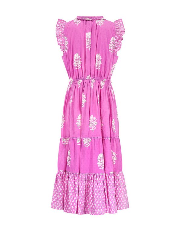 Monsoon East Sleeveless Tiered Print Dress Pink - Image 4