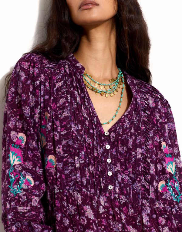 Monsoon East Elynee Floral Maxi Dress Purple - Image 2