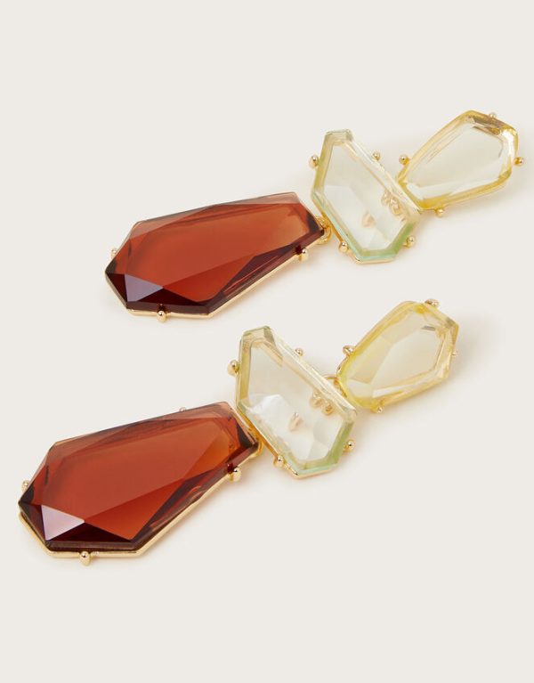 Monsoon Chunky Gemstone Drop Earrings - Image 3